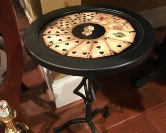 Card topped metal side table