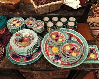 Colorful Mediterranean inspired ceramic dish set.