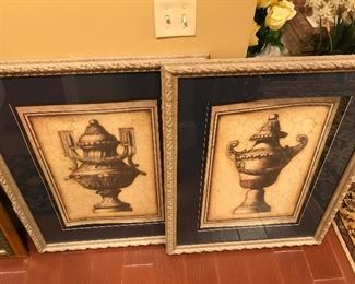 Pair of architectural urn prints
