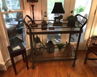 Outdoor bar cart & decorative pieces