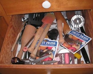 All the drawers are full with kitchen gadgets