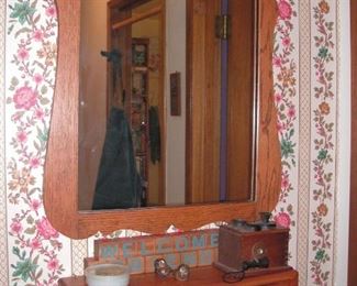 Antique oak mirror