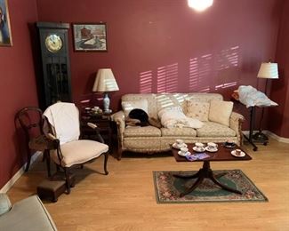 Living room furniture and Mexican grandfather clock
