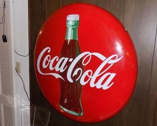 Vintage Coca Cola Button Sign (36" diameter)