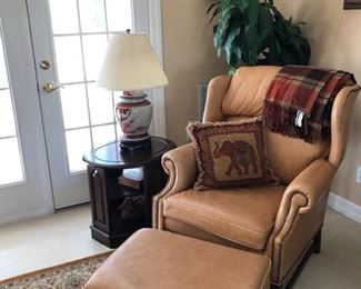 Leather Chair & Footstool