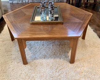 Mid century hexagon table...measures 46"x46"x 16"H