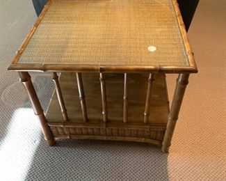 Bamboo end table with glass top