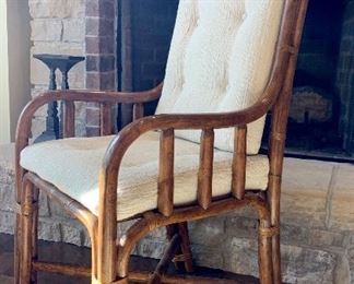 Bamboo accent chair with cushions