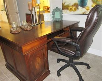 Inlay wood desk and great leather chair