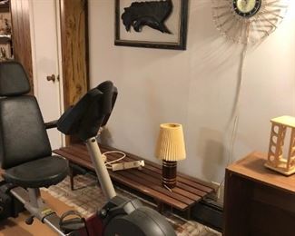 Mid Century Modern Bench, Clock