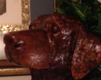 Dog head statue