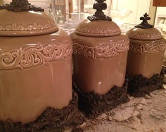 Taupe-colored canisters