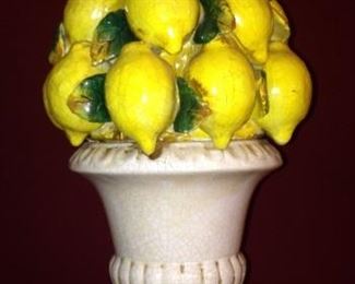 Ceramic lemons in urn