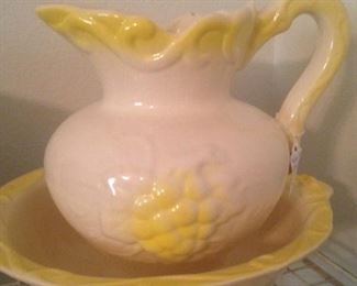 Yellow & white bowl & pitcher