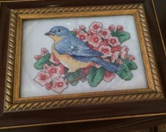 Cross stitched bluebird