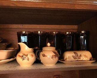 Lenox amber tumblers and Franciscan Royal Café china