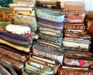 Several dozen bolts of cool fabric and barkcloth