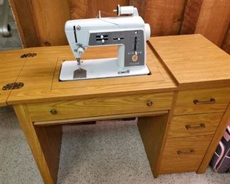 Wooden sewing machine table
with 3 drawers
Great used condition.
20" deep
30" tall
41 1/4" wide when closed
69" wide when open $45