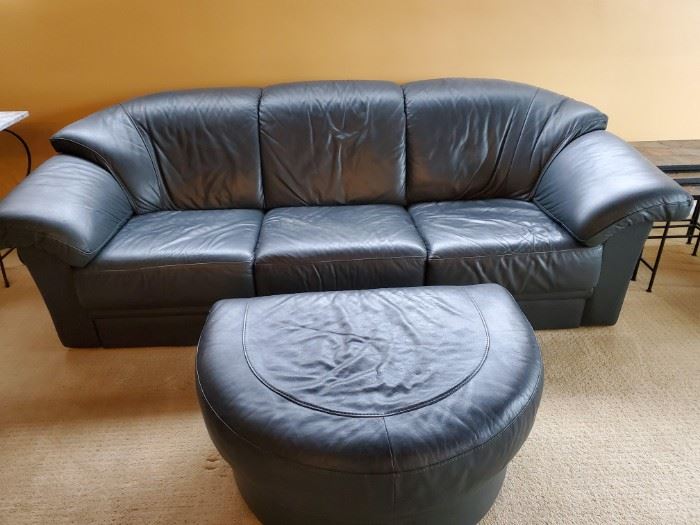Natuzzi Italian Teal Leather Couch, Ottoman (matching Swivel Chair)
Very good condition. $400 for the set