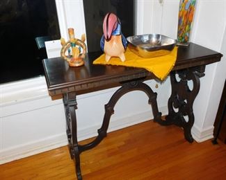 antique dining set with matching hutch, side board and side table