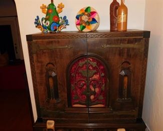 antique dining set with matching hutch, side board and side table