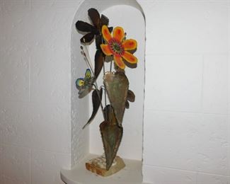 Curtis Jere signed metal flower sculpture