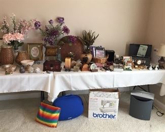 Brother Sewing Machine, Smith Corona Electric Typewriter, Shredder, Lots of Flower Arrangements, etc...