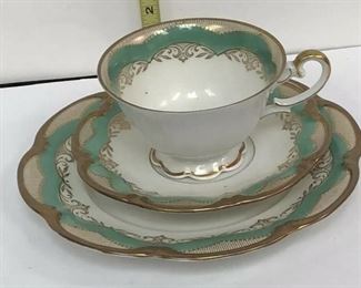 AH3009: Henseler Bavaria Cup and Saucer w/ Salad Plate Fine China Green  https://www.ebay.com/itm/113936589080