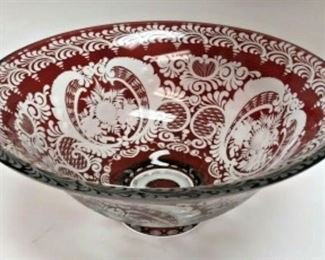 AH3013: ORNATE RED AND FROST GLASS BOWL  https://www.ebay.com/itm/113981255235