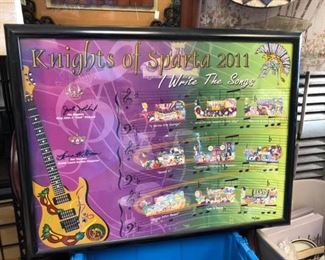"Knights of Sparta 2011 New Orleans Mardi Gras Float Bulletin Framed Signed and Numbered Local Picku