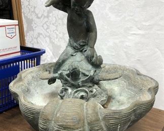 SM3006: Vintage Bronze Fountain Statue Baby Riding Turrle in Shell 58 Pounds https://www.ebay.com/itm/123967609168