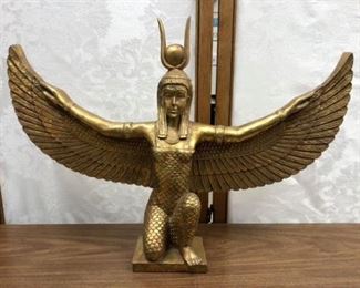 SM3013: EGYPTIAN ISIS ANCIENT EGYPT EGYPTIAN OPEN 23” WINGS FIGURINE SCULPTURE STATUE $75 - Only available offline at office