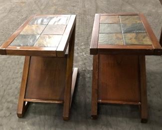 SP1559: (2) Z Shaped End Tables brown and tile Local Pickup (Both $50) https://www.ebay.com/itm/123936428703