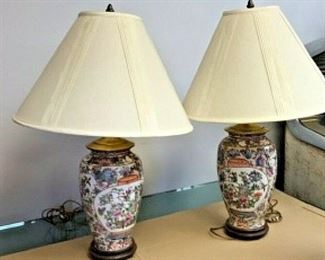 SM034: PAIR OF LAMPS WITH SHADES ORIENTAL THEME BY PACIFIC GRANT HOUSTON TX https://www.ebay.com/itm/123983460786