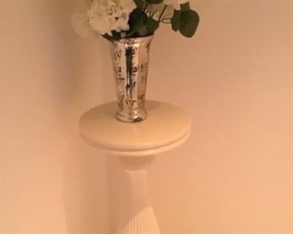 White Pedestal  with floral decor in vase