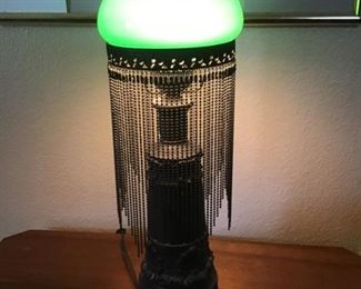 Art Deco Lamp , Green Shade with Original Label, Paris France
