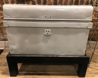 Vintage powder coated trunk with stand