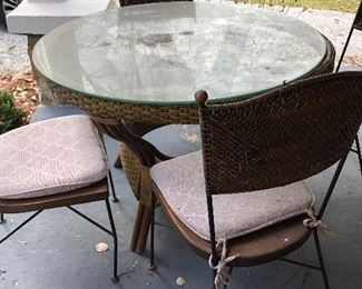 Glass patio table and chairs