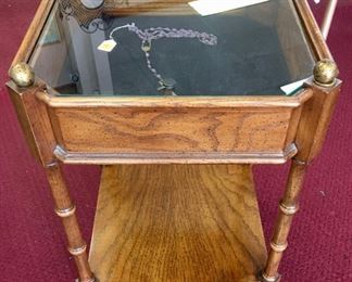 Brandt (Hagerstown, MD) glass-top display table, 15"x21"