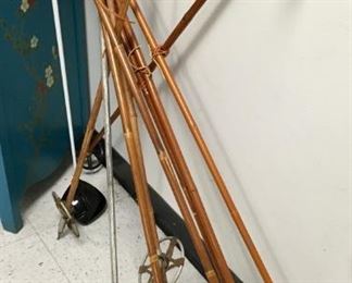 Antique snow skis, 4 pair in 2 sizes 