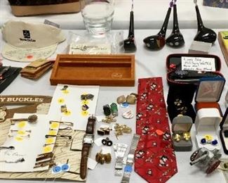 Men's jewelry: belt buckles, tie pins/clasps, cuff links, more