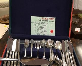 William Rogers & Son silverplate cutlery with several serving pieces  
