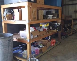 This is just one of the shelves offered for sale. It measures 8'w X 8'h X 4'd and is on just replaced heavy duty wheels for easy mobility. The stuff on the shelves will be displayed separately on tables. These shelves are HEAVY and will require trailering. I also have two smaller versions that are 8'h x 8'w x 2'd. Not pictured are the heavy duty military grade metal shelving with tons of brackets and shelves.