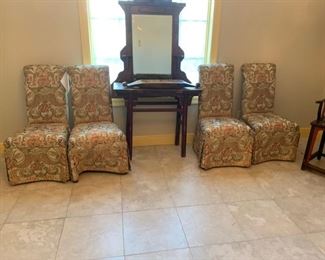 Dinning chairs featuring Coraggio textile