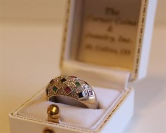 14K Gold Multicolor Gemstone Ring