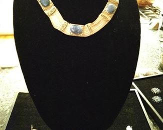 Sterling silver beautiful mesh necklace with lapis