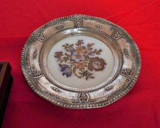 Silver and needlepoint plate