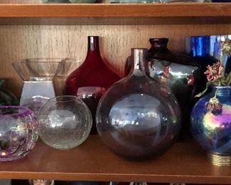 Vases, bud vases, different colors, shapes and sizes