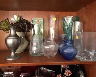 Large selection of glass vases
