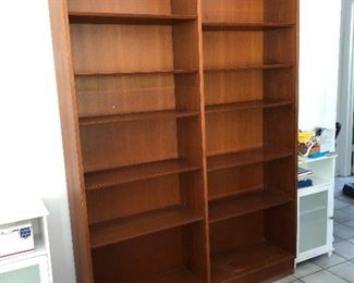 Danish Modern Teak Bookcase with 8 adjustable shelves.  Two bookcases available.